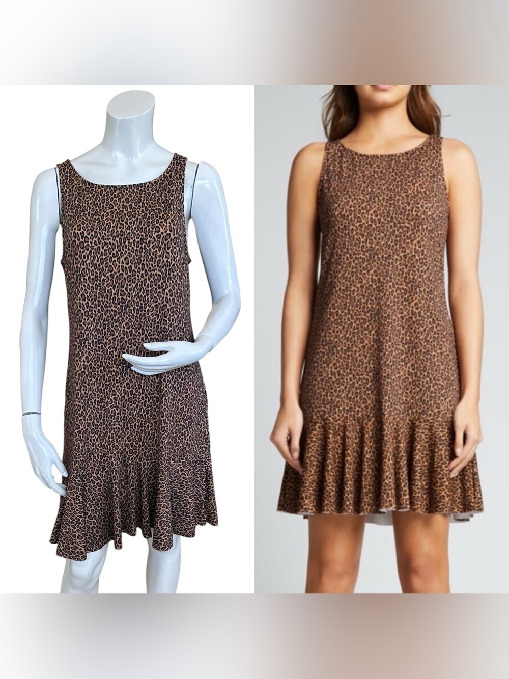 Tommy Bahama High Neck Tie Keyhole Back Leopard Print Ruffle Hem Mini Dress Med
